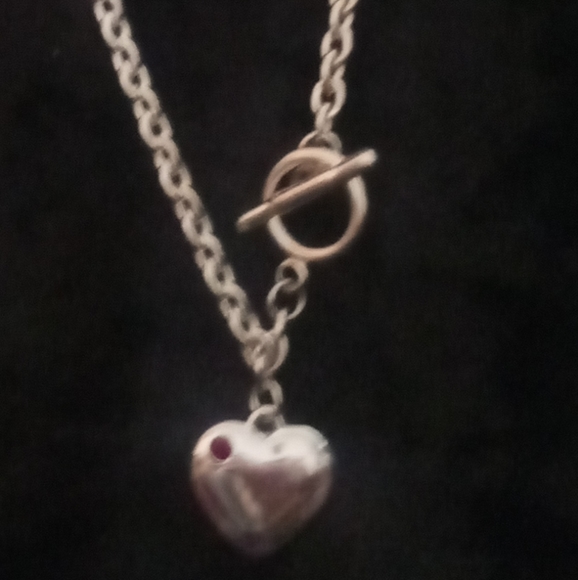 Toggle heart necklace and bracelet set silver with a Garnet birthstone - Picture 5 of 7